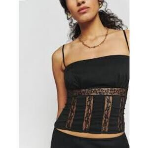 Reformation DANICA Black Smocked Back Tank Top    Size: 8